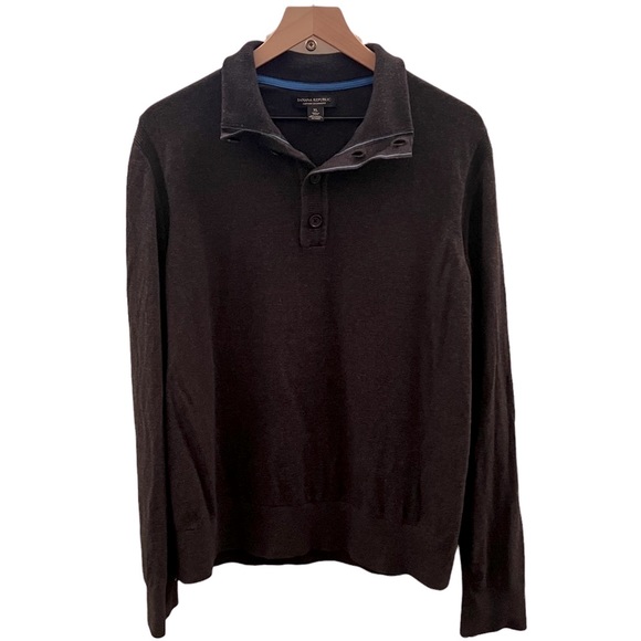 Men’s Banana Republic Cotton Cashmere 1/4 Button Sweater Grey Size XL - Picture 2 of 11